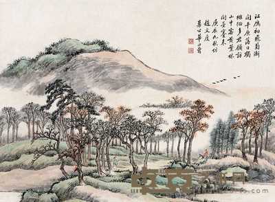 华曰曾 青绿山水图 立轴 33×45.3cm